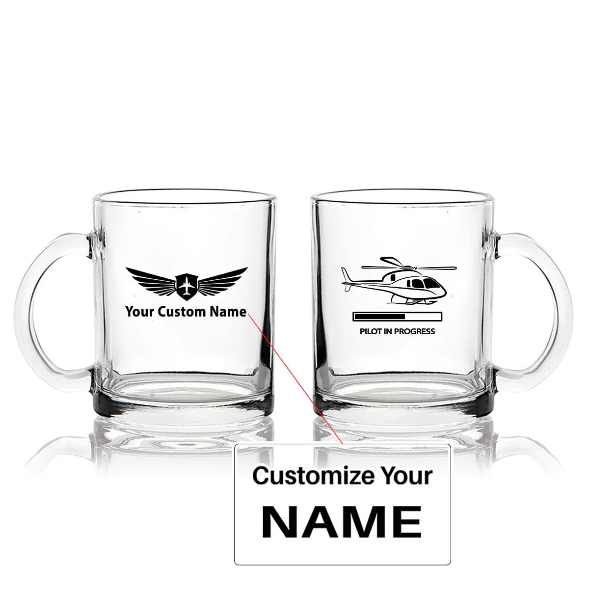 Pilot In Progress (Helicopter) Designed Coffee & Tea Glasses