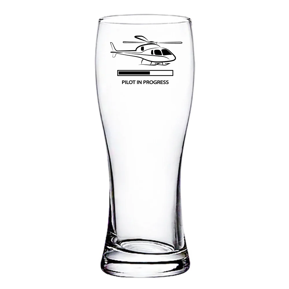 Pilot In Progress (Helicopter) Designed Pilsner Beer Glasses - Image 2