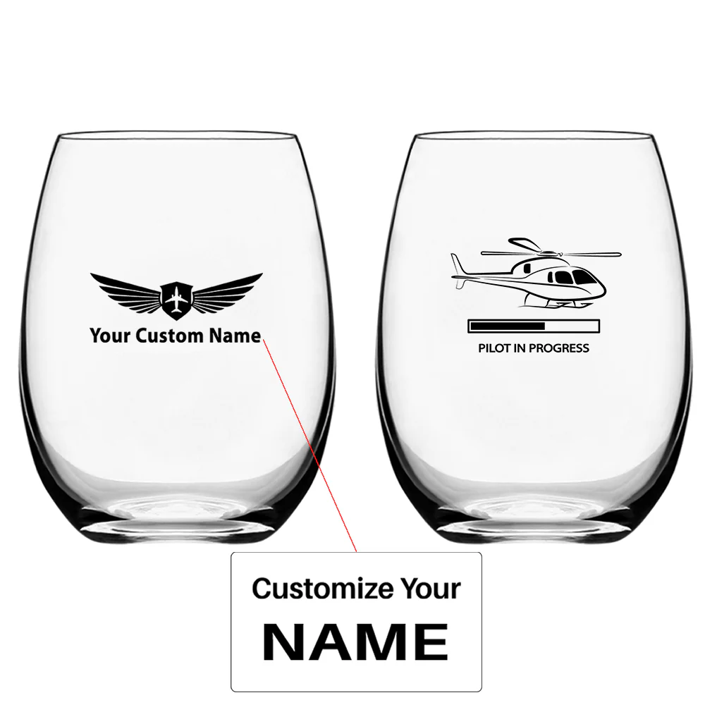 Pilot In Progress (Helicopter) Designed Water & Drink Glasses