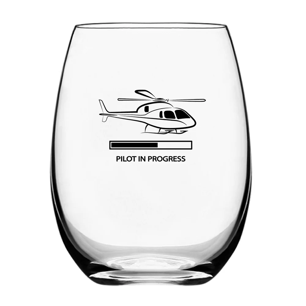 Pilot In Progress (Helicopter) Designed Water & Drink Glasses - Image 2