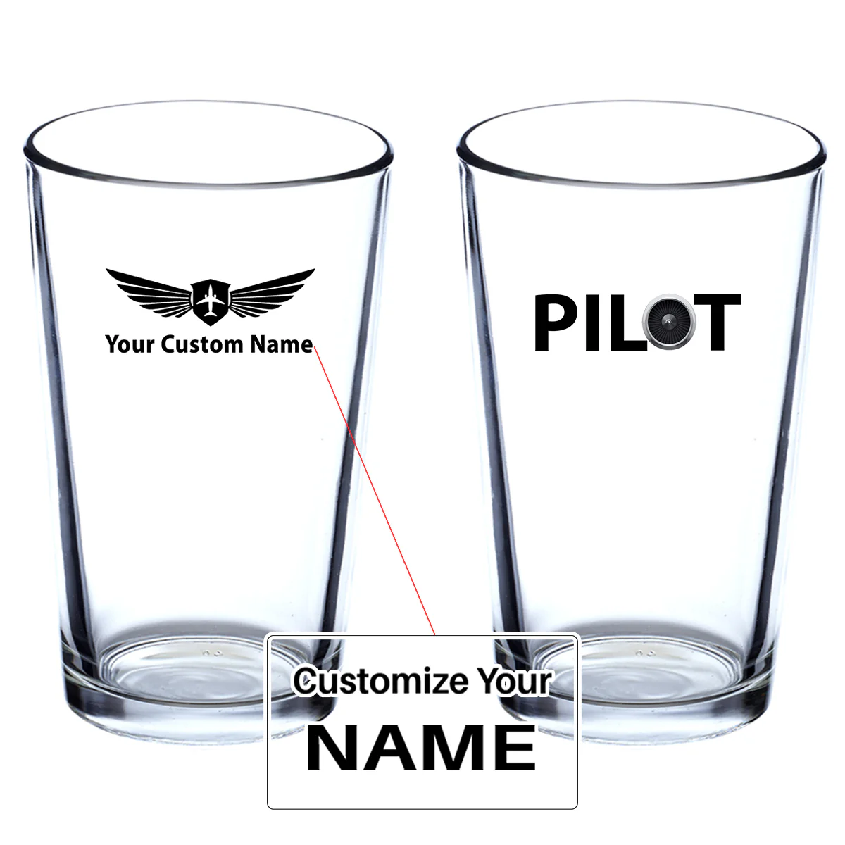 Pilot & Jet Engine Designed Beer & Water Glasses