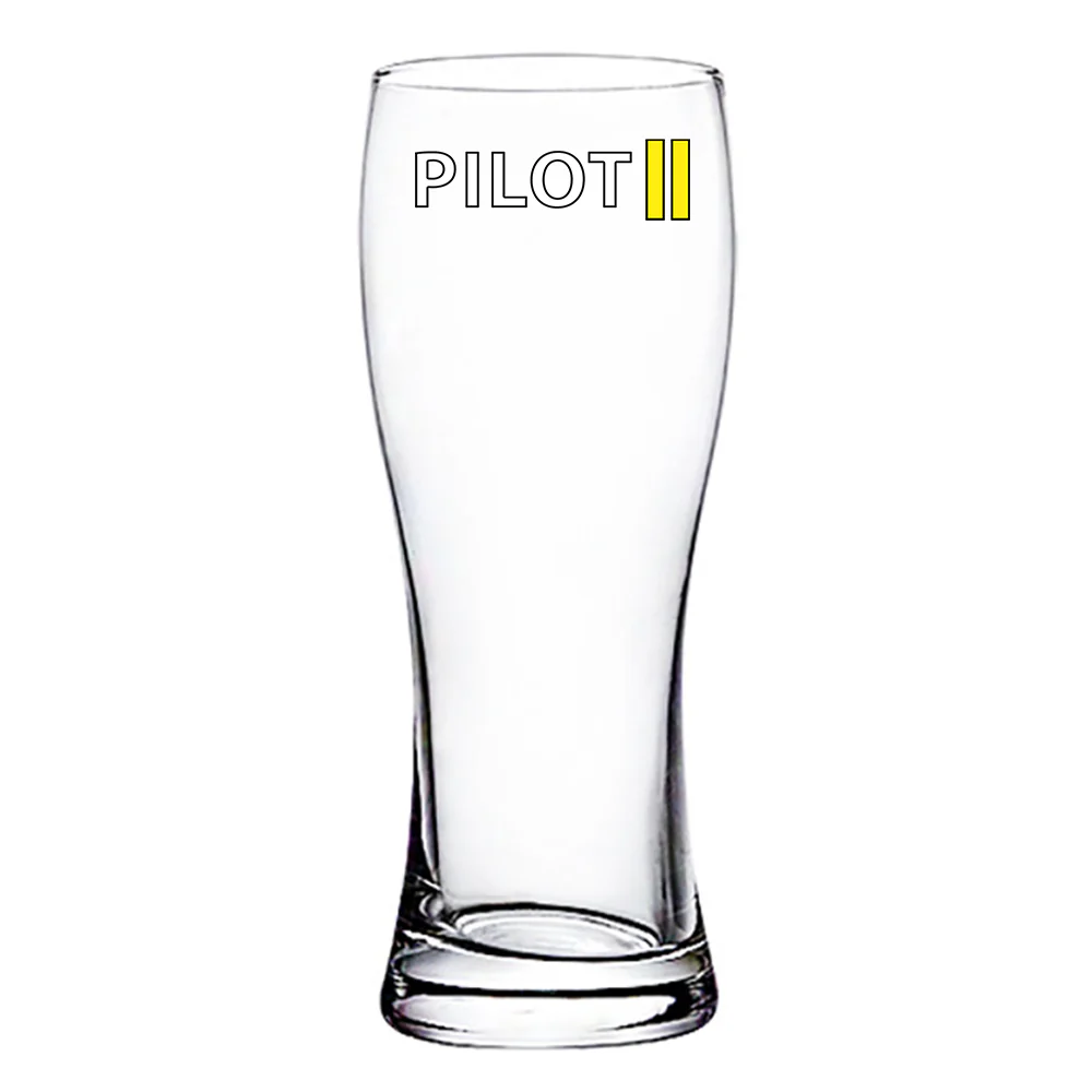 Pilot & Stripes (2 Lines) Designed Pilsner Beer Glasses - Image 2