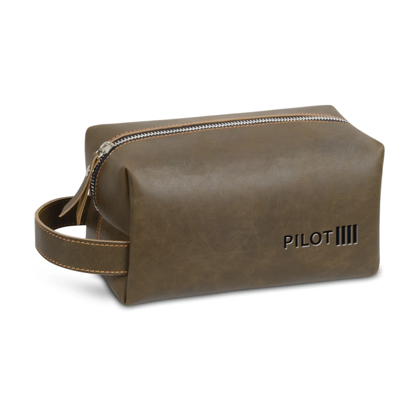 Pilot & Stripes (4 Lines) Designed Leather Clutch Toiletry Bag - Image 6