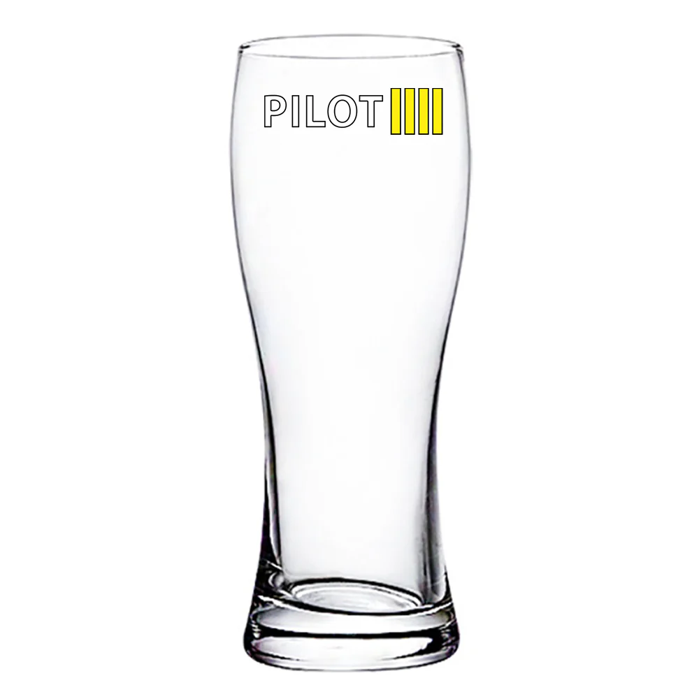 Pilot & Stripes (4 Lines) Designed Pilsner Beer Glasses - Image 2