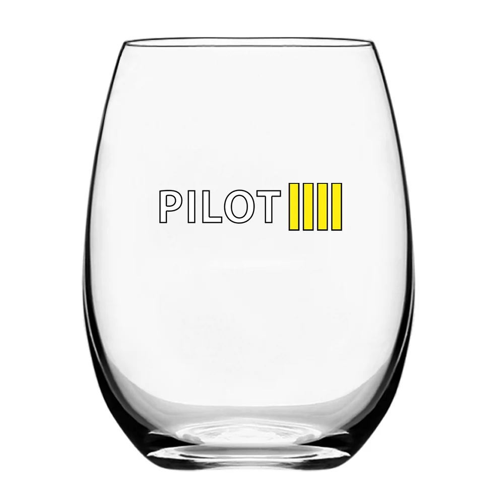 Pilot & Stripes (4 Lines) Designed Water & Drink Glasses - Image 2