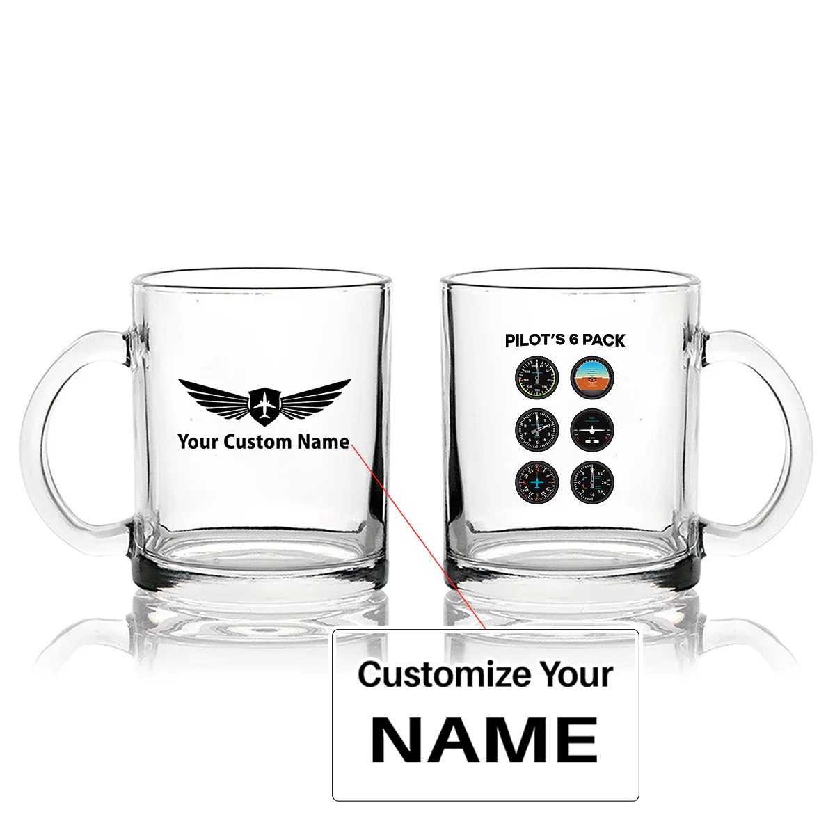 Pilot's 6 Pack Designed Coffee & Tea Glasses