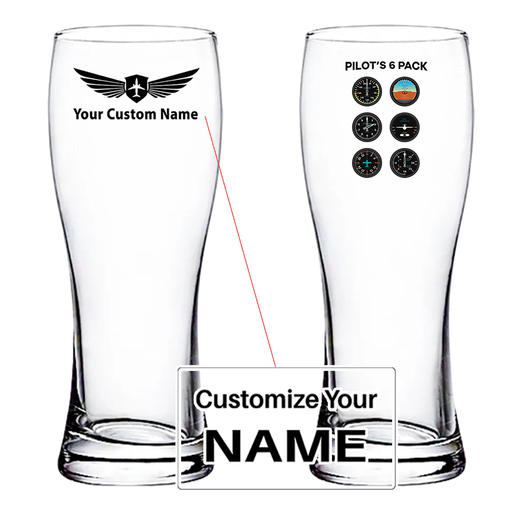 Pilot's 6 Pack Designed Pilsner Beer Glasses