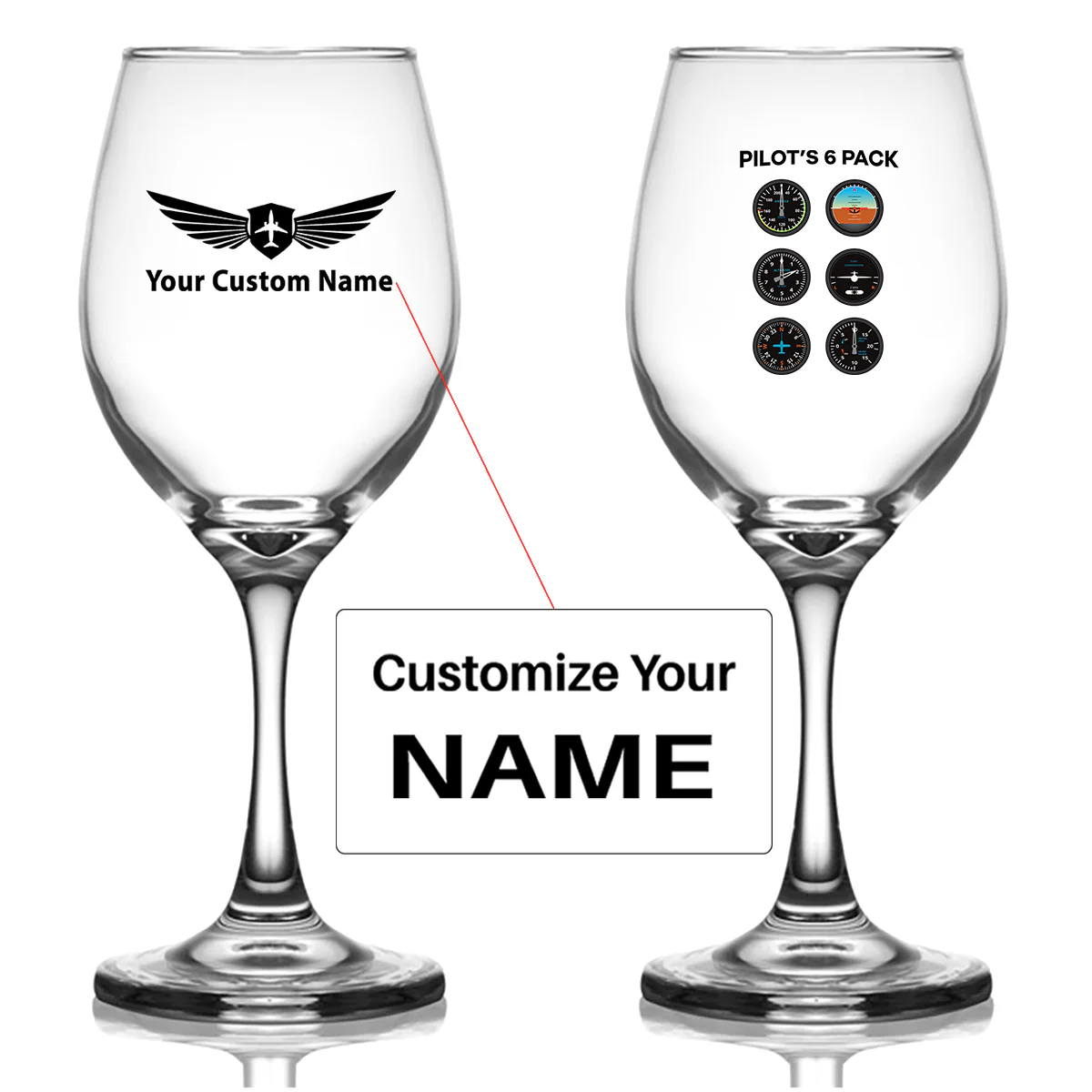 Pilot's 6 Pack Designed Wine Glasses