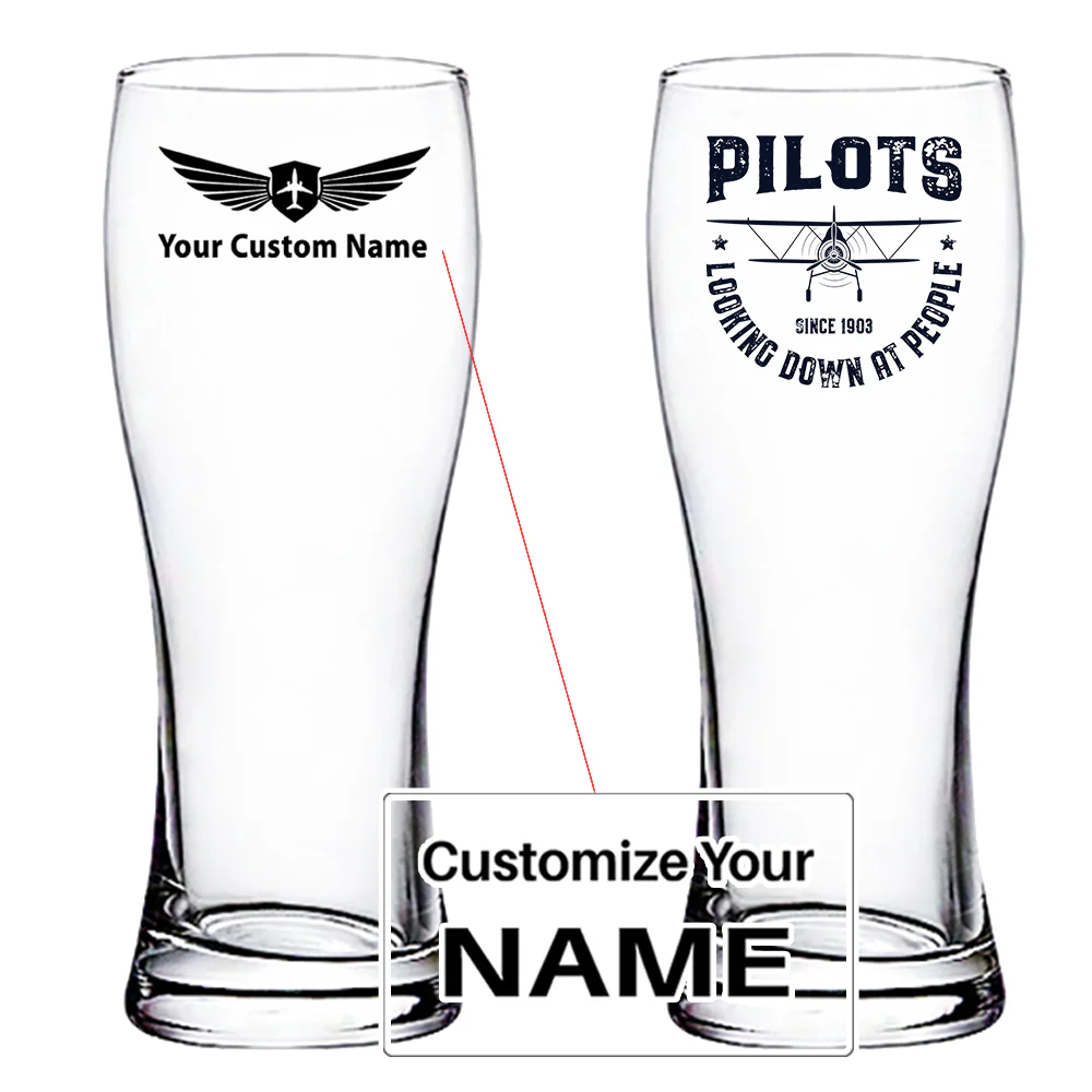Pilots Looking Down at People Since 1903 Designed Pilsner Beer Glasses