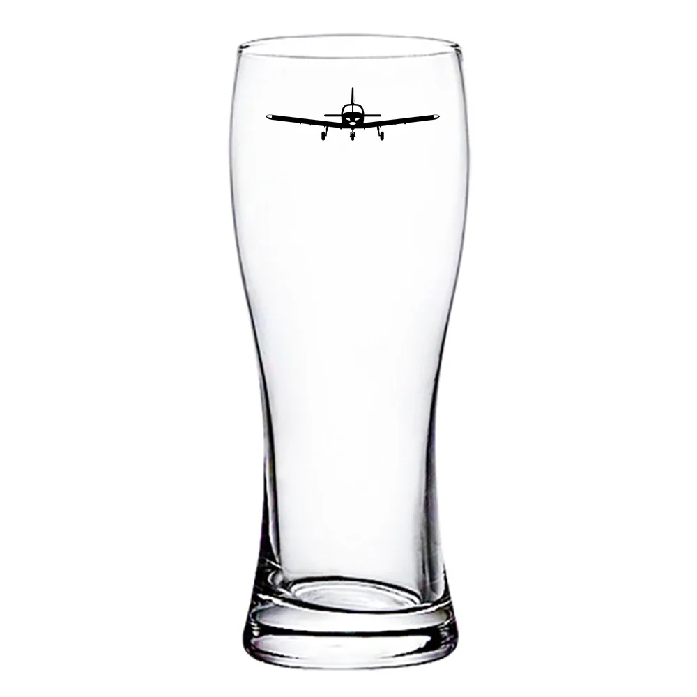 Piper PA28 Silhouette Plane Designed Pilsner Beer Glasses - Image 2