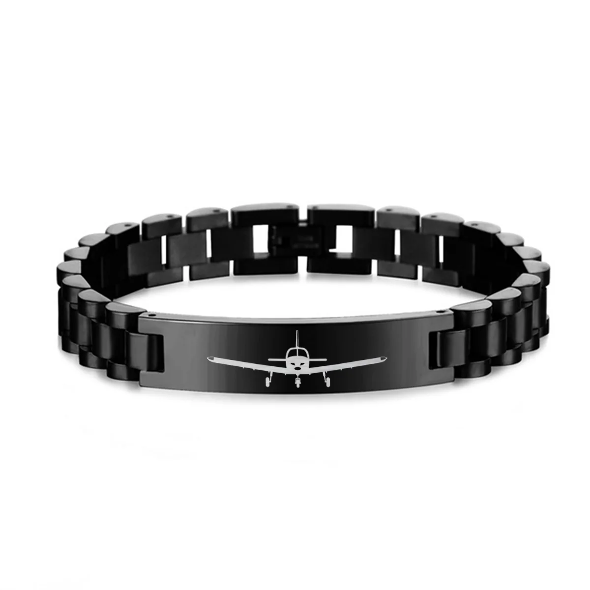 Piper PA28 Silhouette Plane Designed Stainless Steel Chain Bracelets