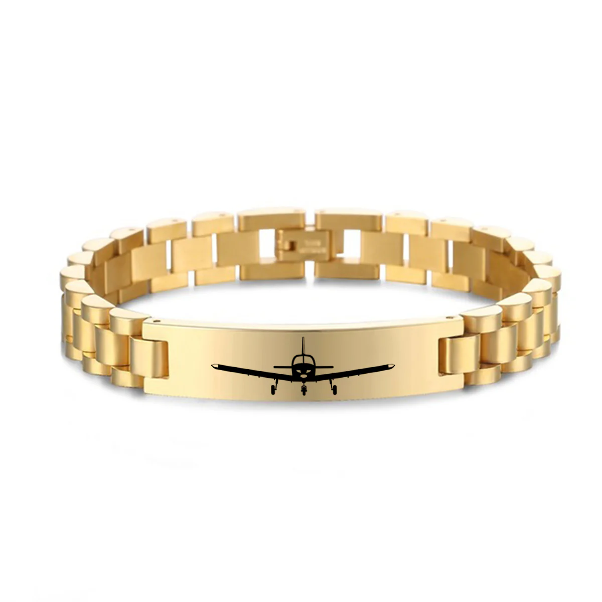 Piper PA28 Silhouette Plane Designed Stainless Steel Chain Bracelets - Image 4