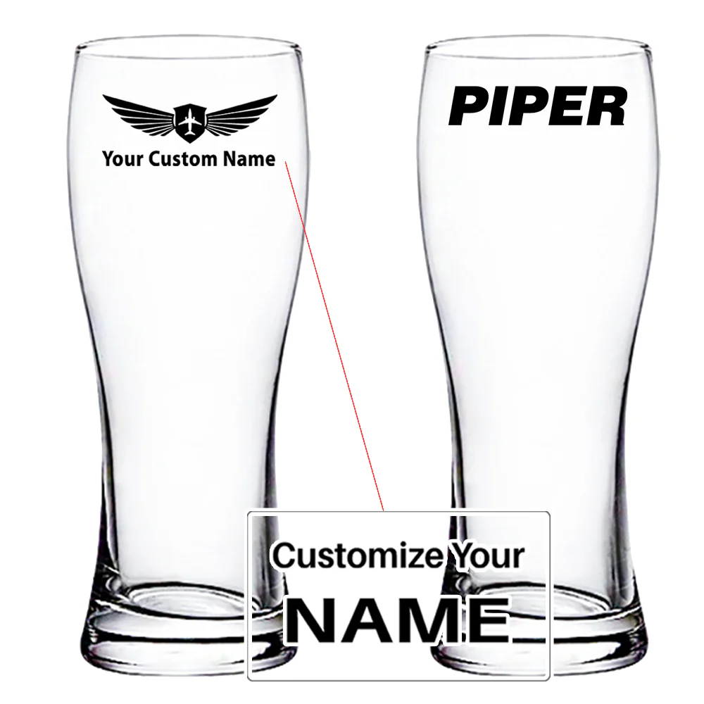 Piper & Text Designed Pilsner Beer Glasses
