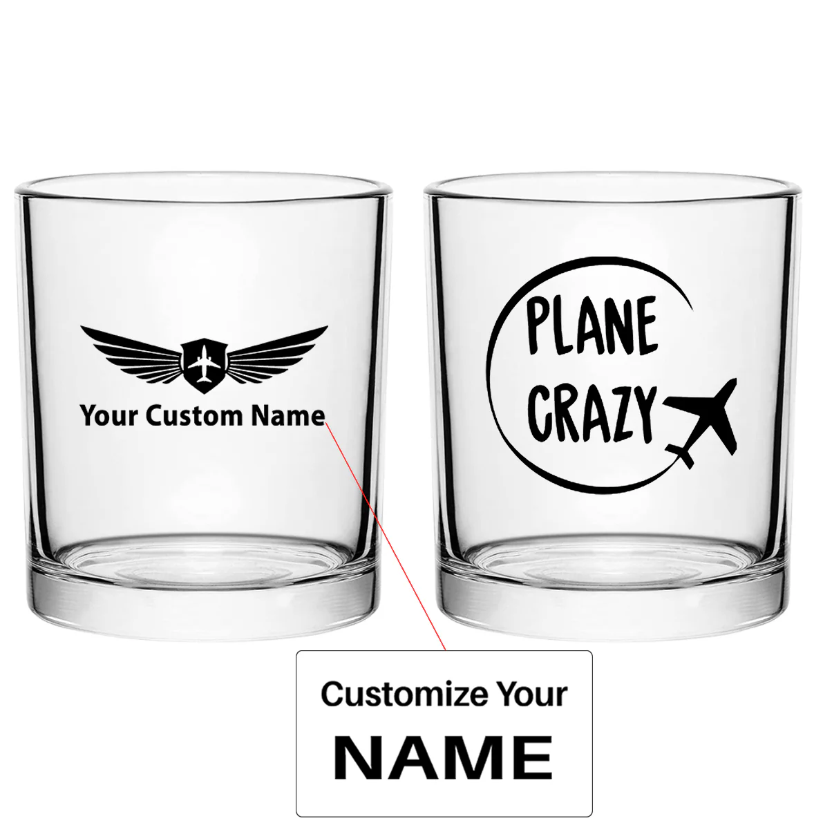 Plane Crazy Designed Special Whiskey Glasses