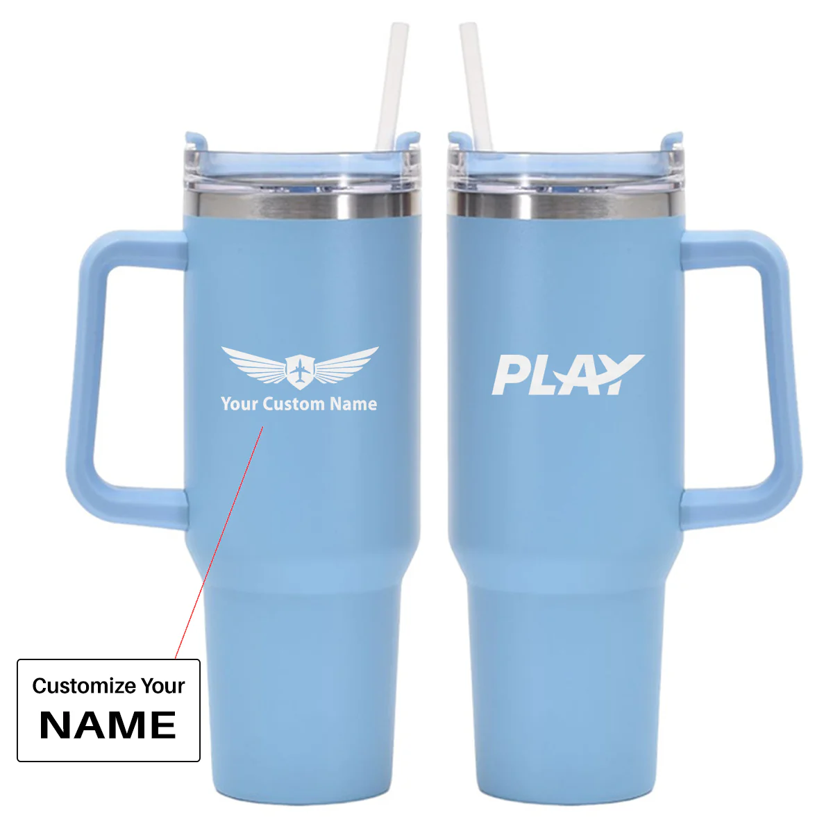 Play Airlines Designed 40oz Stainless Steel Car Mug With Holder - Image 17