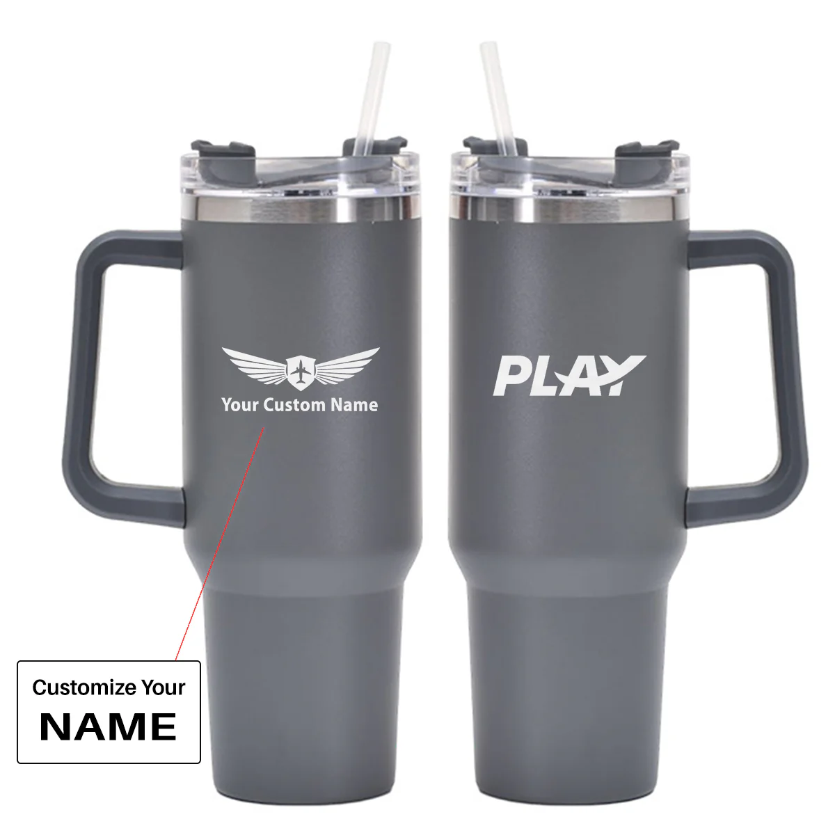 Play Airlines Designed 40oz Stainless Steel Car Mug With Holder - Image 19