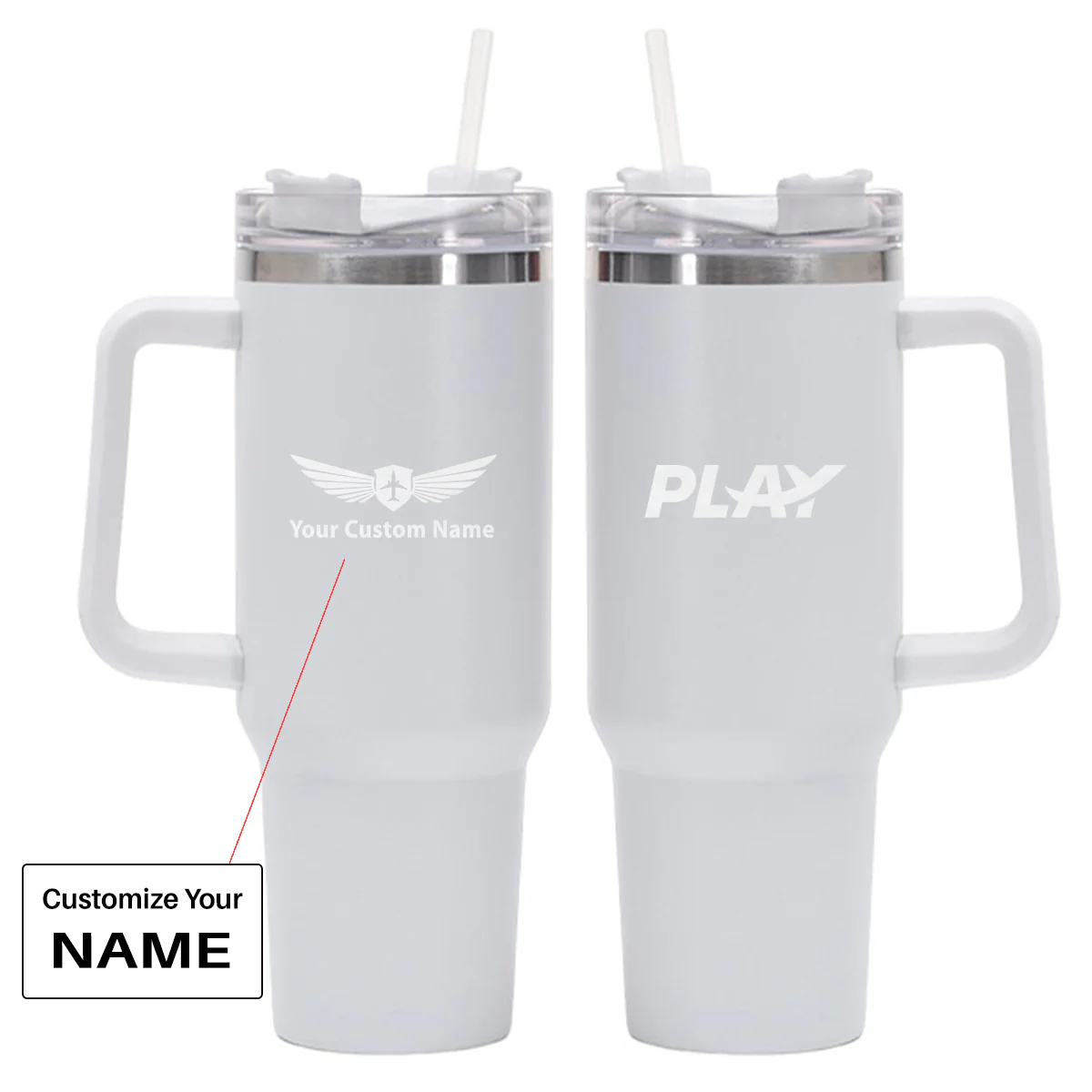 Play Airlines Designed 40oz Stainless Steel Car Mug With Holder - Image 21