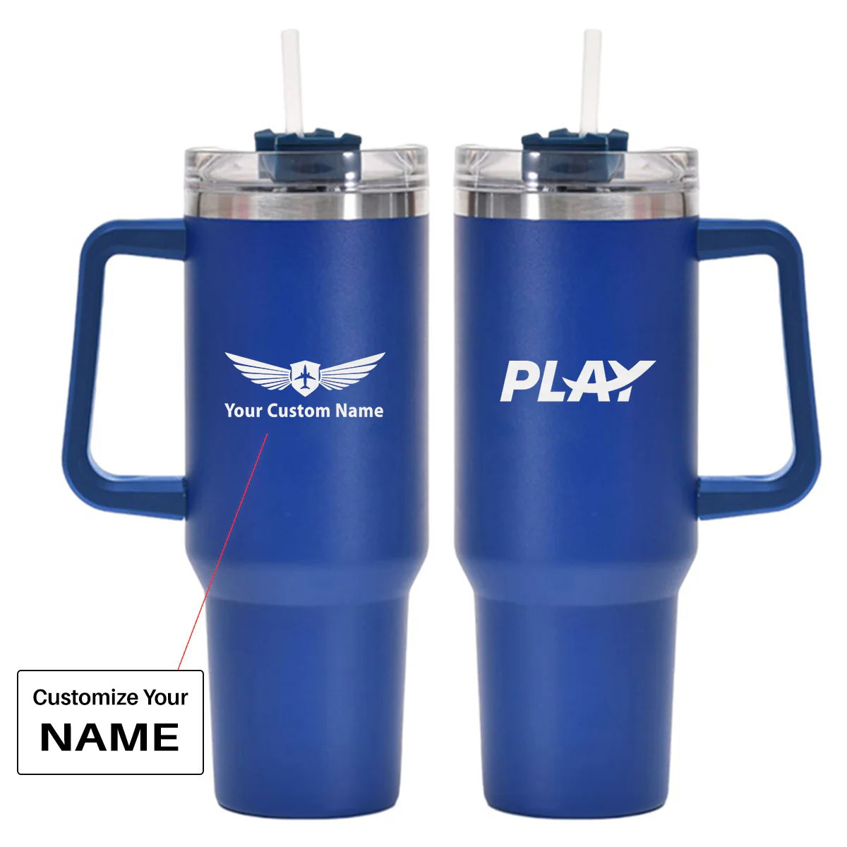 Play Airlines Designed 40oz Stainless Steel Car Mug With Holder - Image 3