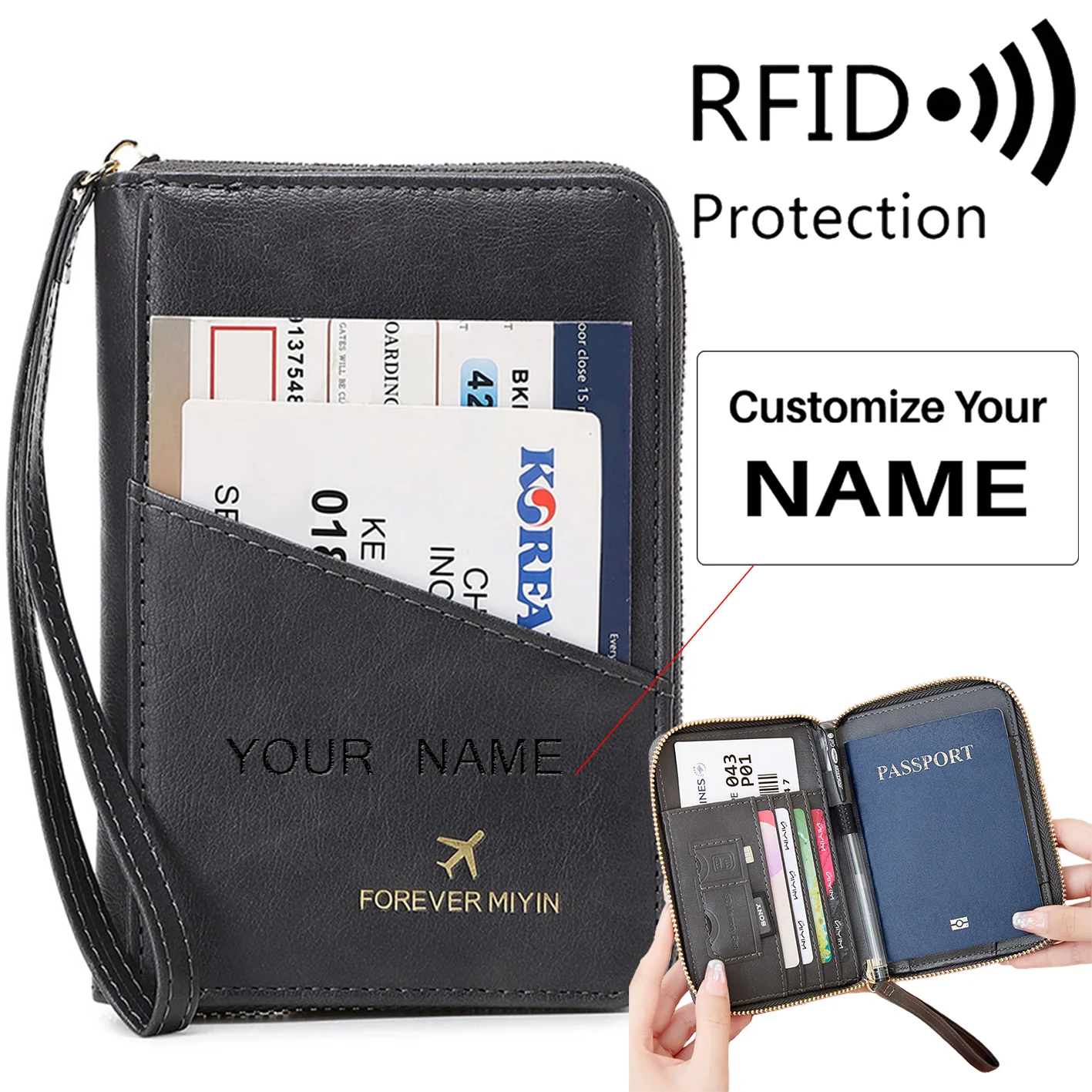 PU Retro Passport Multifunctional Bag RFID Fashionablepassport Cover - Image 11
