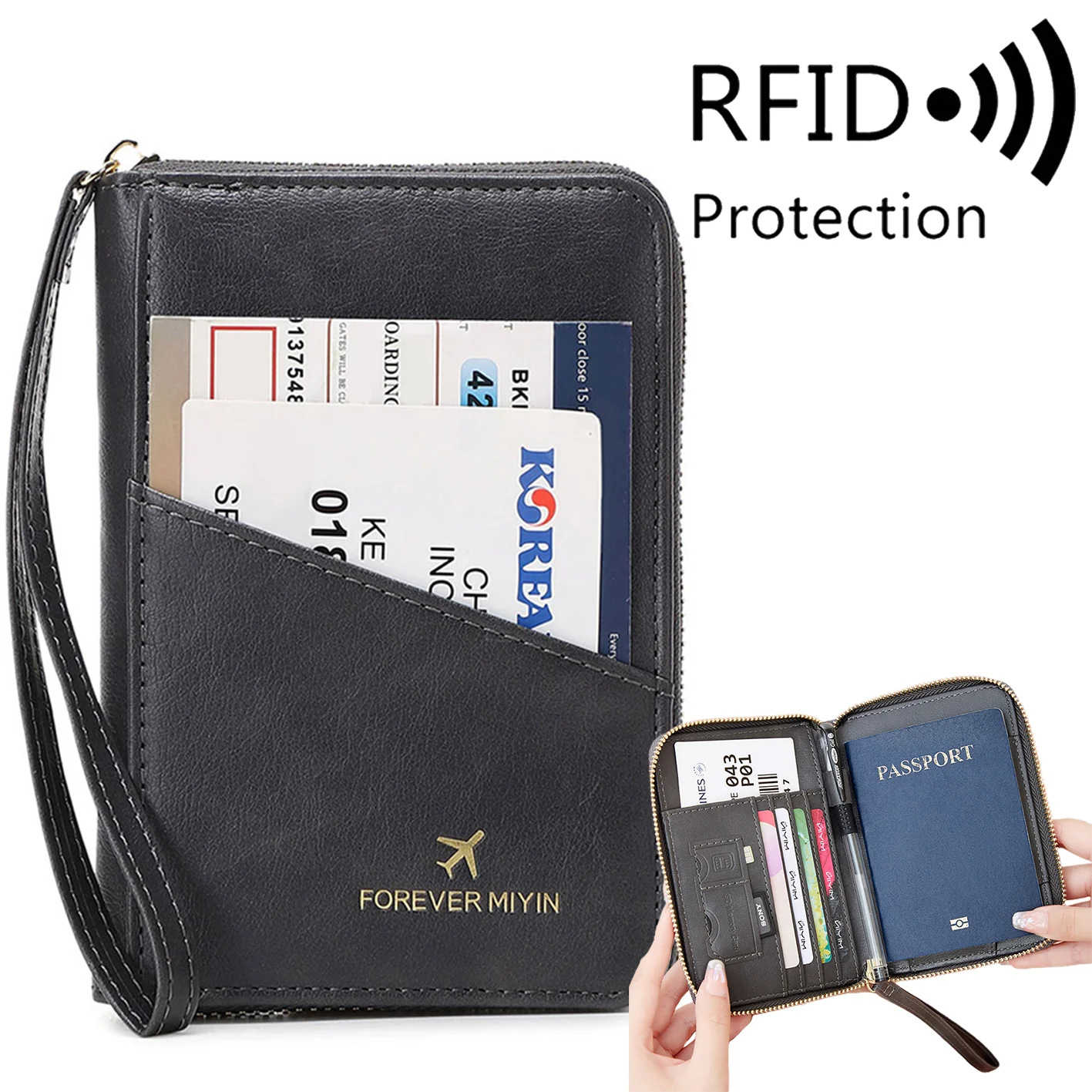 PU Retro Passport Multifunctional Bag RFID Fashionablepassport Cover - Image 12