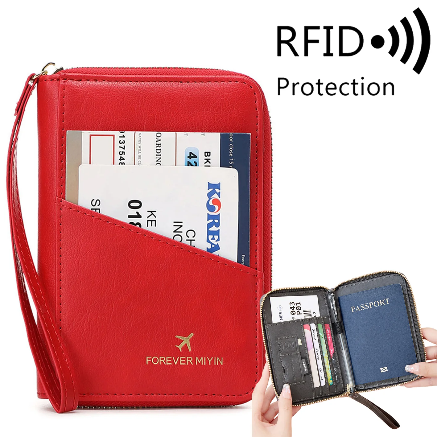 PU Retro Passport Multifunctional Bag RFID Fashionablepassport Cover - Image 16