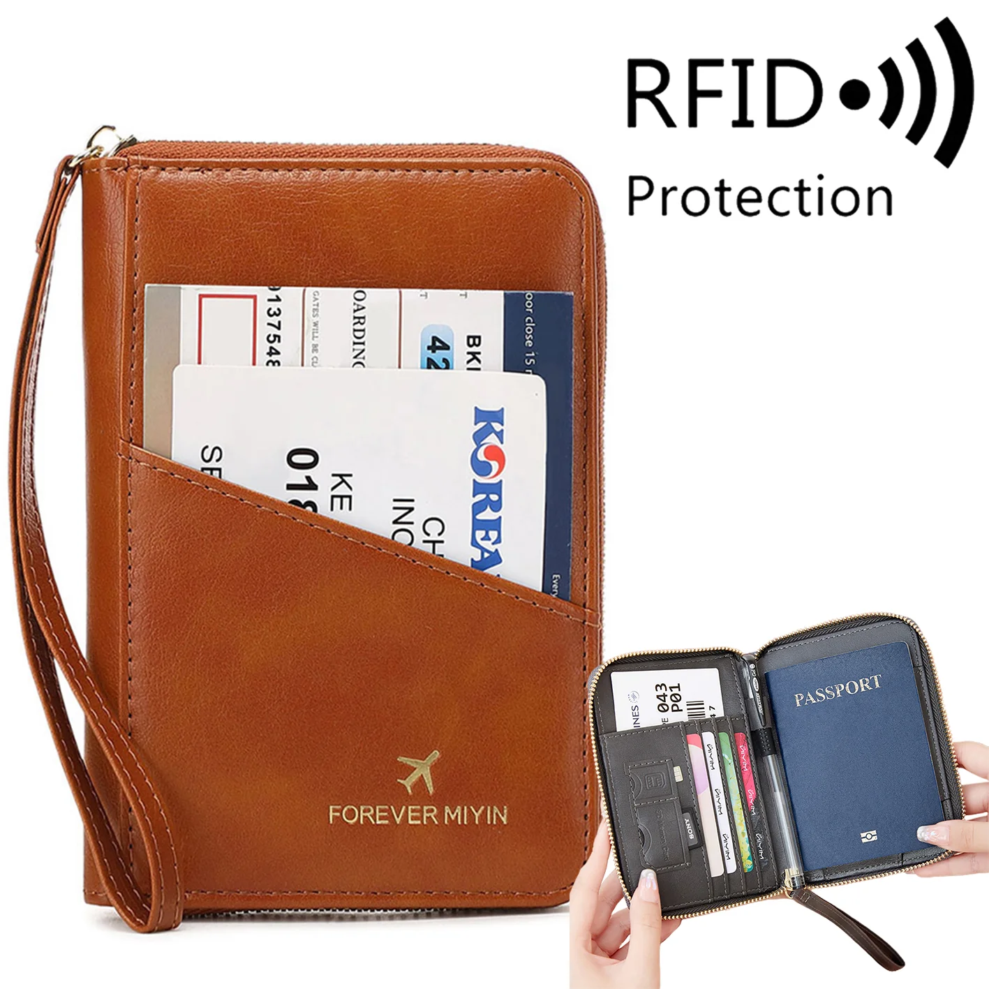 PU Retro Passport Multifunctional Bag RFID Fashionablepassport Cover - Image 2