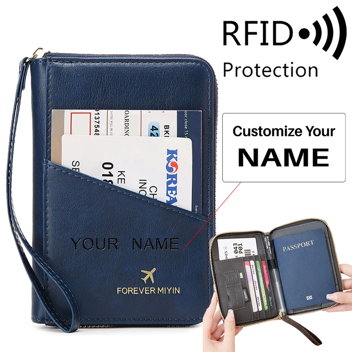 PU Retro Passport Multifunctional Bag RFID Fashionablepassport Cover - Image 3