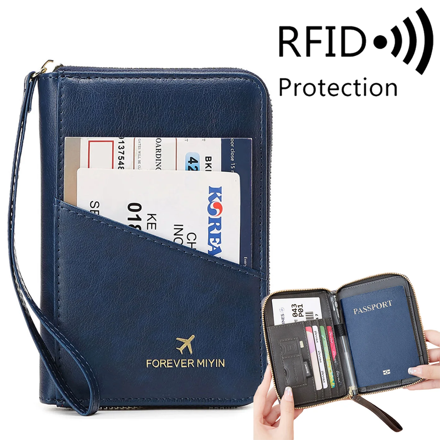 PU Retro Passport Multifunctional Bag RFID Fashionablepassport Cover - Image 4
