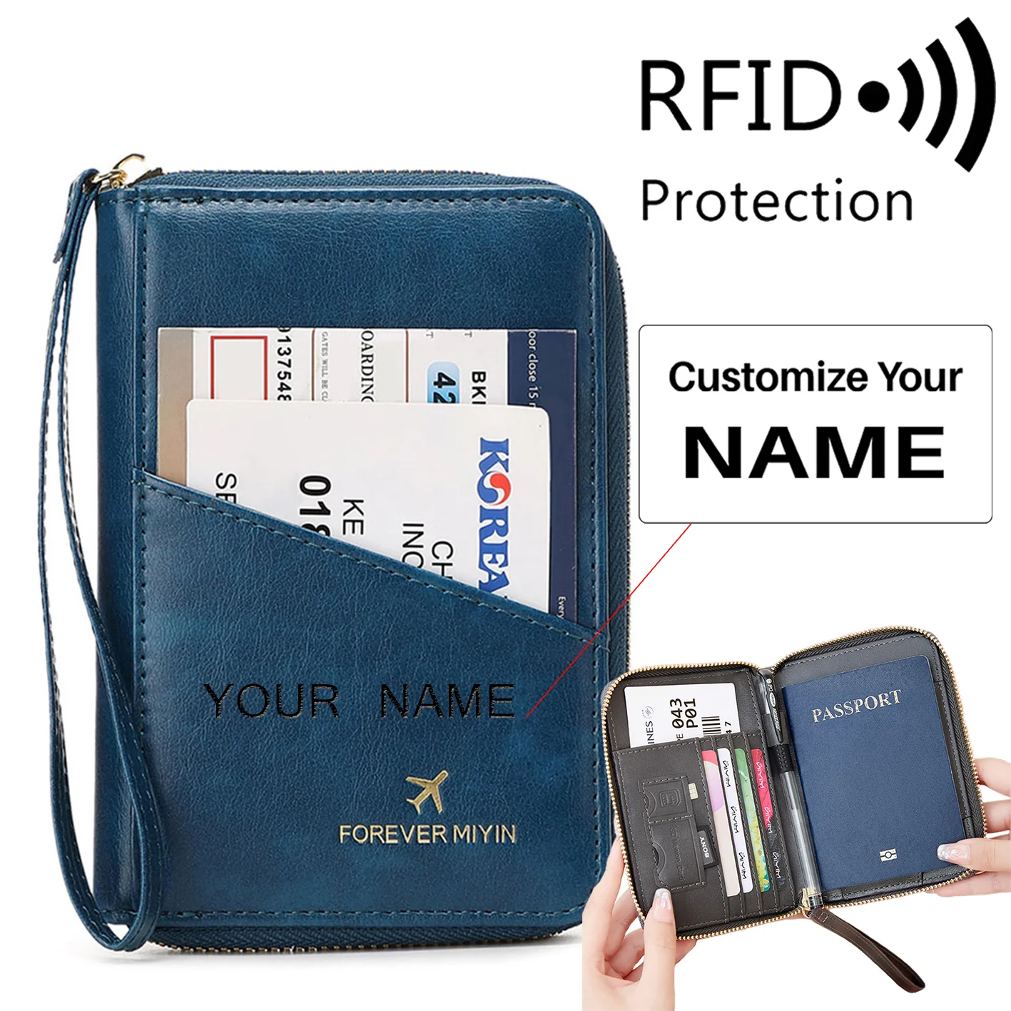 PU Retro Passport Multifunctional Bag RFID Fashionablepassport Cover - Image 5