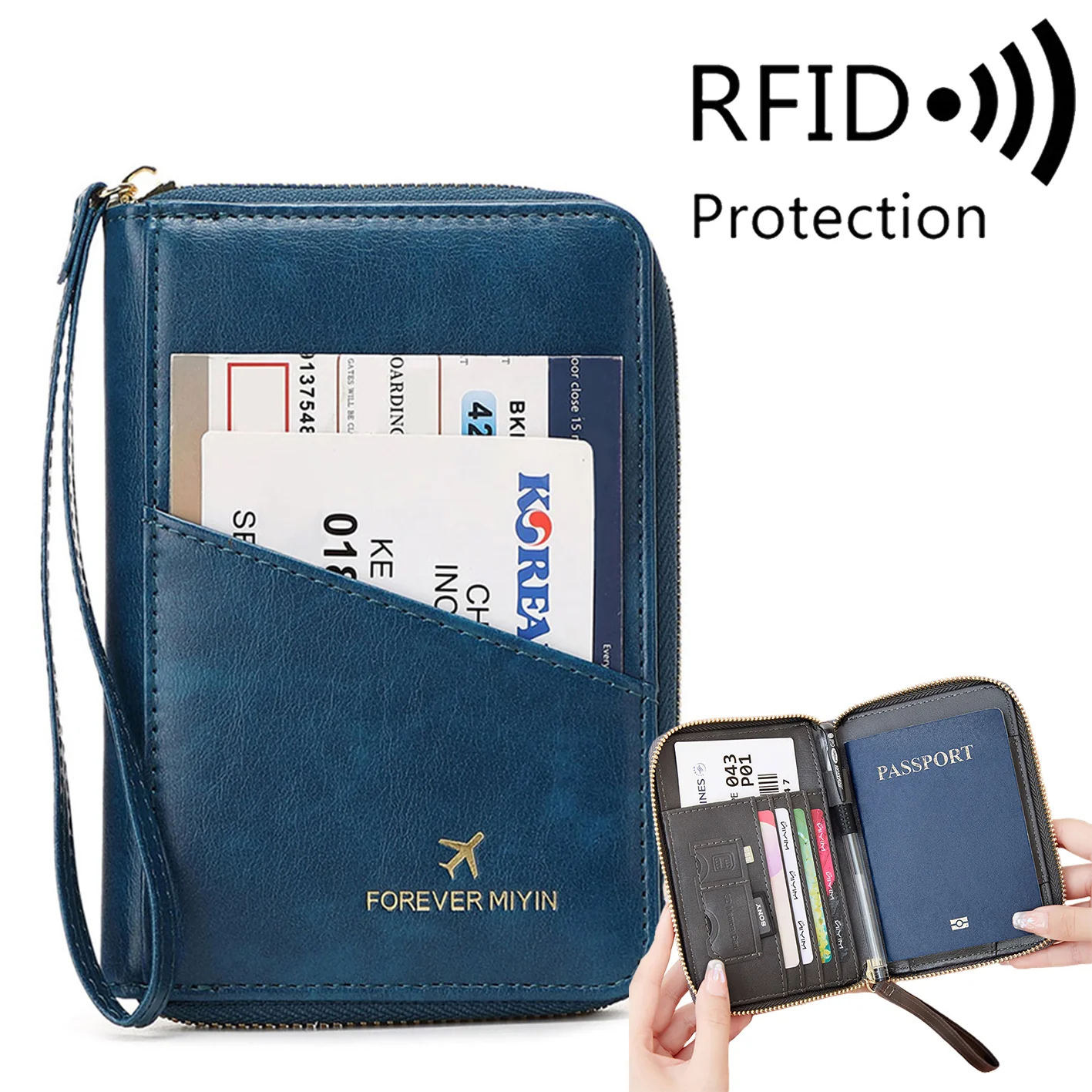 PU Retro Passport Multifunctional Bag RFID Fashionablepassport Cover - Image 6