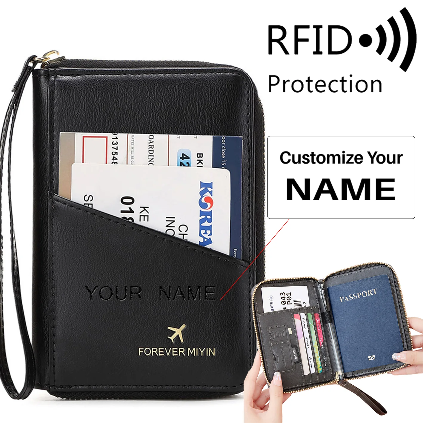 PU Retro Passport Multifunctional Bag RFID Fashionablepassport Cover - Image 7
