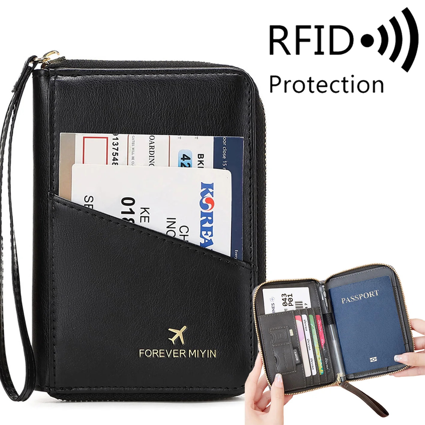 PU Retro Passport Multifunctional Bag RFID Fashionablepassport Cover - Image 8