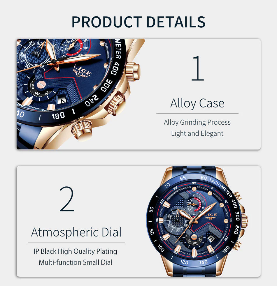 Quartz Fashion Stainless Steel Top Brand Luxury Sport Mens Watches - Image 14