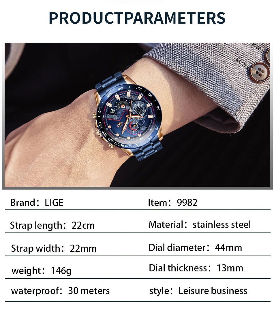 Quartz Fashion Stainless Steel Top Brand Luxury Sport Mens Watches - Image 4