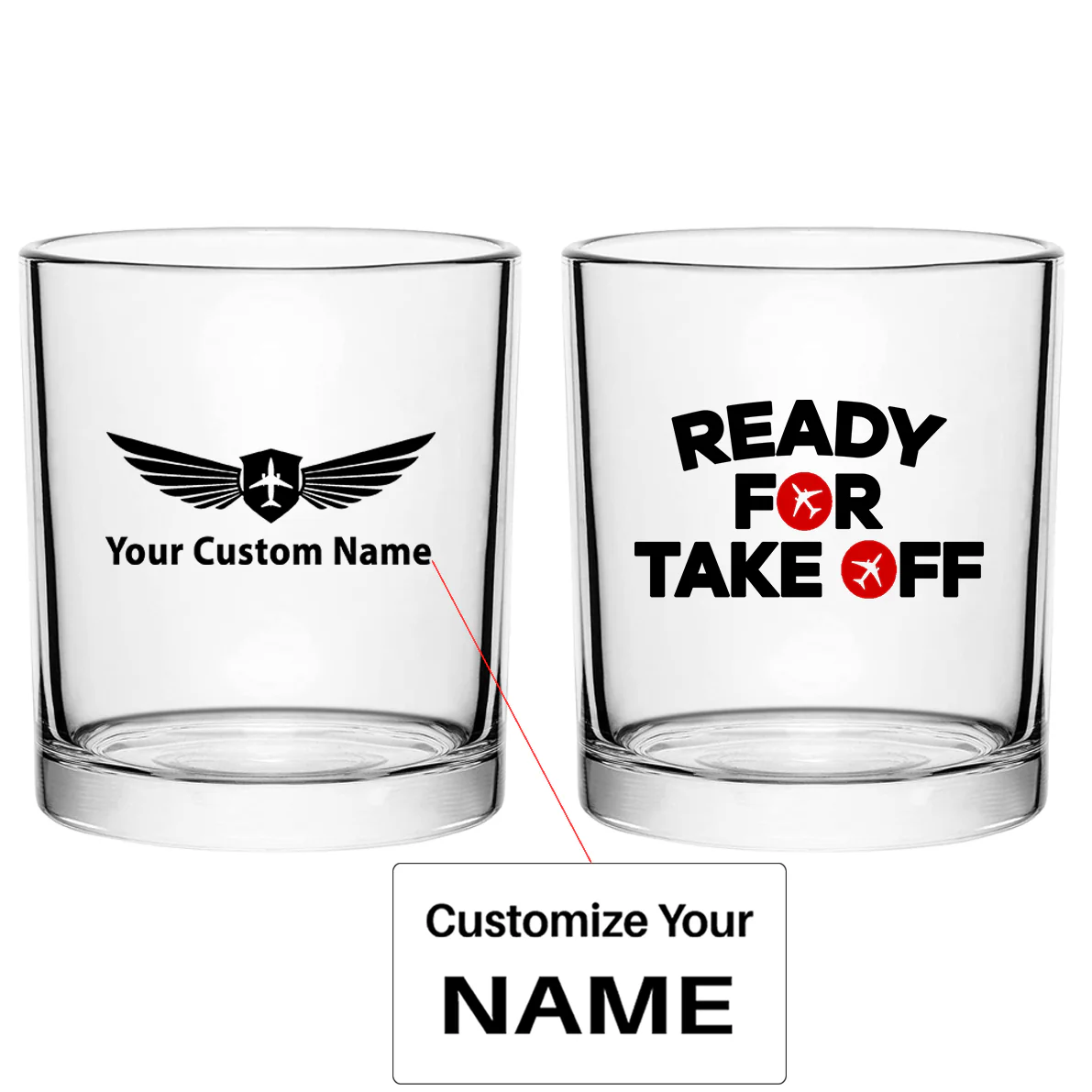 Ready For Takeoff Designed Special Whiskey Glasses