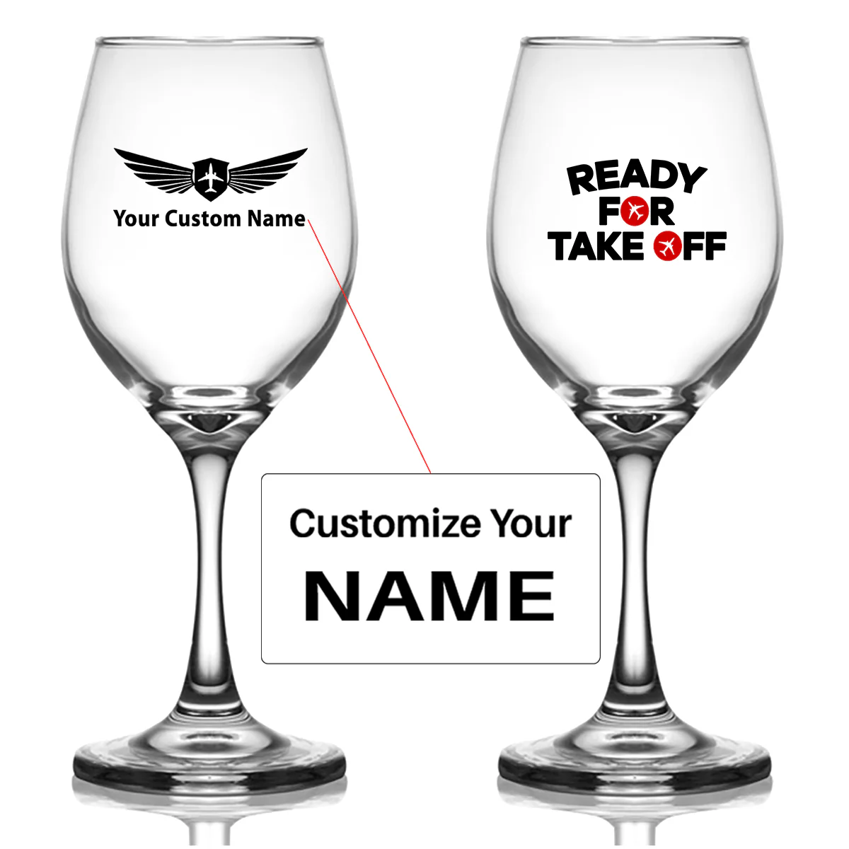Ready For Takeoff Designed Wine Glasses