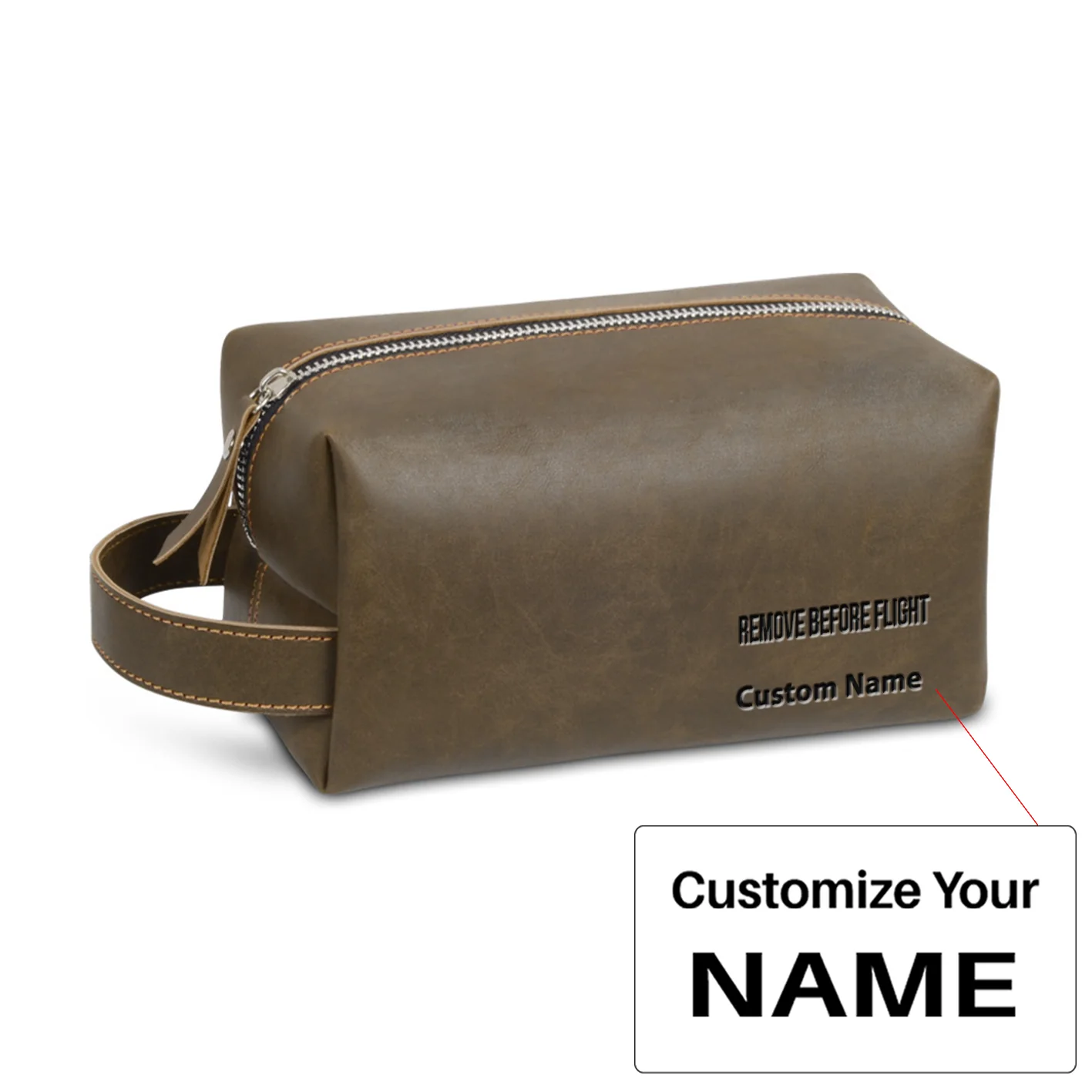 Remove Before Flight 2 Designed Leather Clutch Toiletry Bag - Image 5