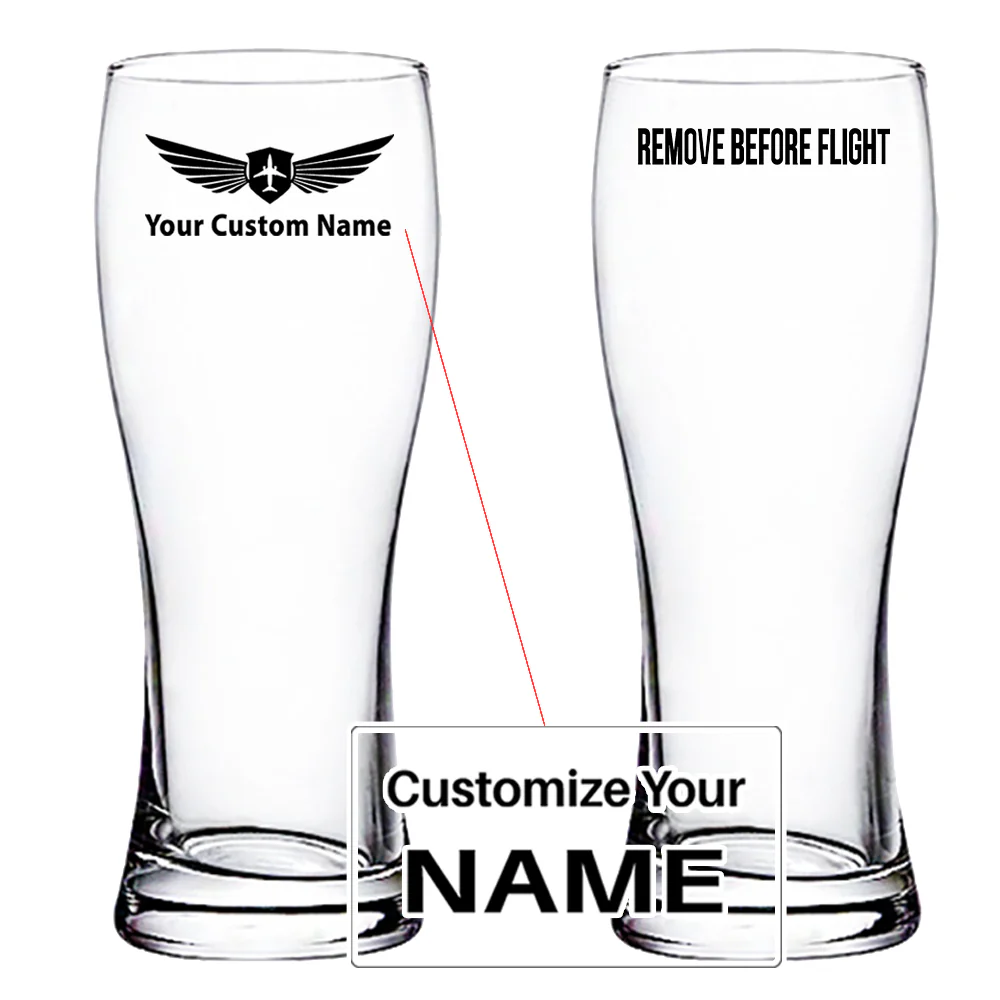 Remove Before Flight 2 Designed Pilsner Beer Glasses