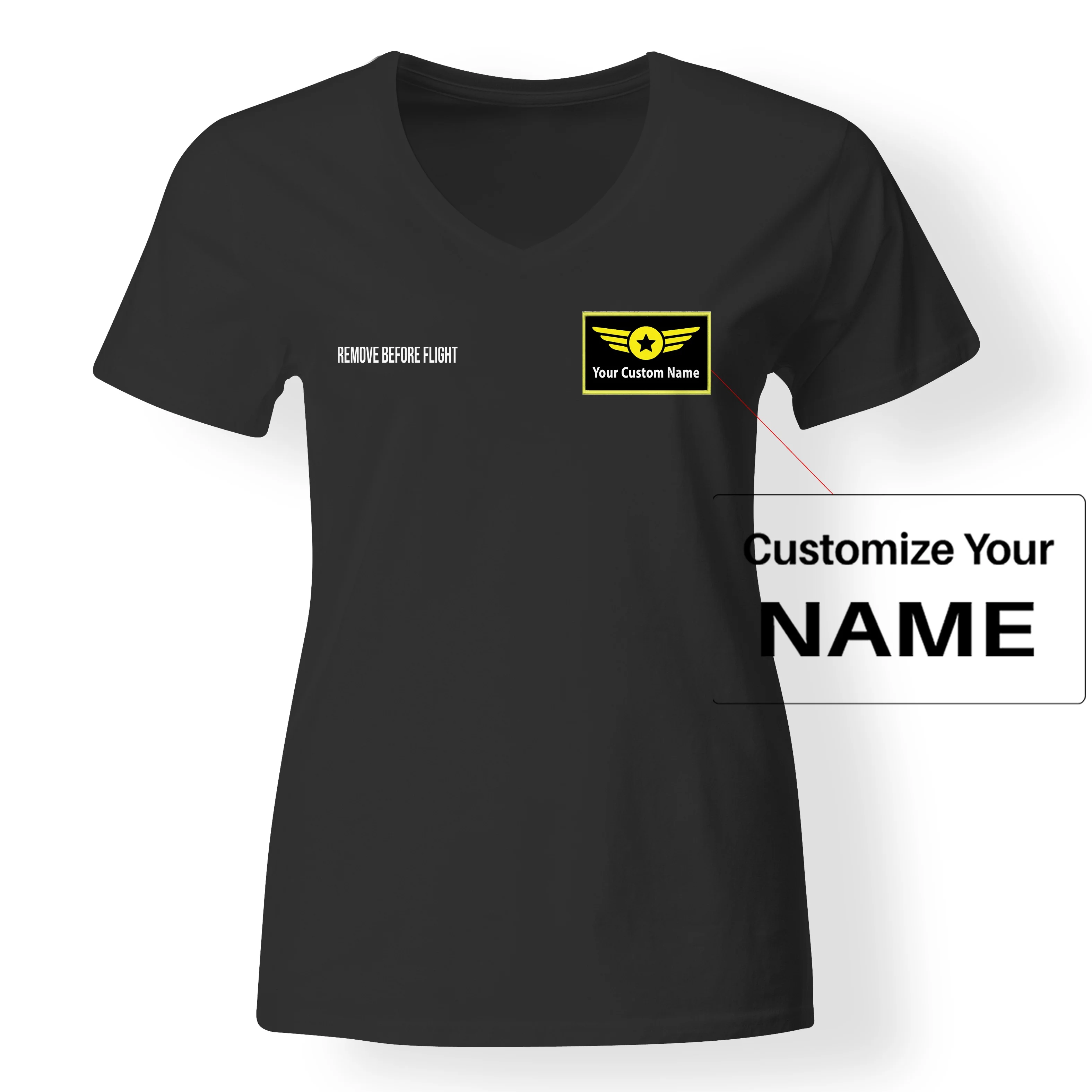 Remove Before Flight 2 Designed V-Neck T-Shirts - Image 2
