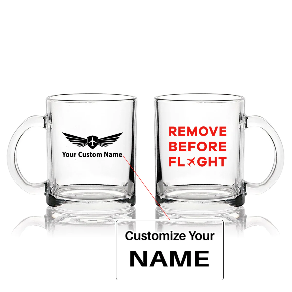 Remove Before Flight Designed Coffee & Tea Glasses