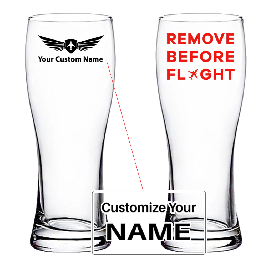 Remove Before Flight Designed Pilsner Beer Glasses