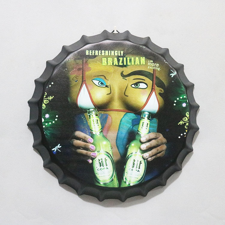 Retro Wrought Iron Beer Cap Iron Painting Wall Decoration - Image 45