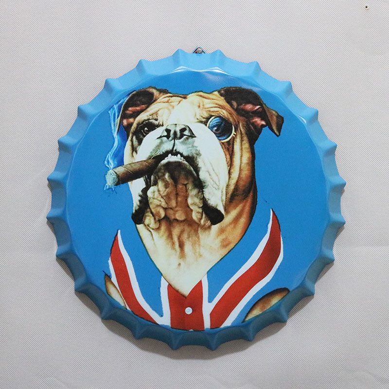 Retro Wrought Iron Beer Cap Iron Painting Wall Decoration - Image 5