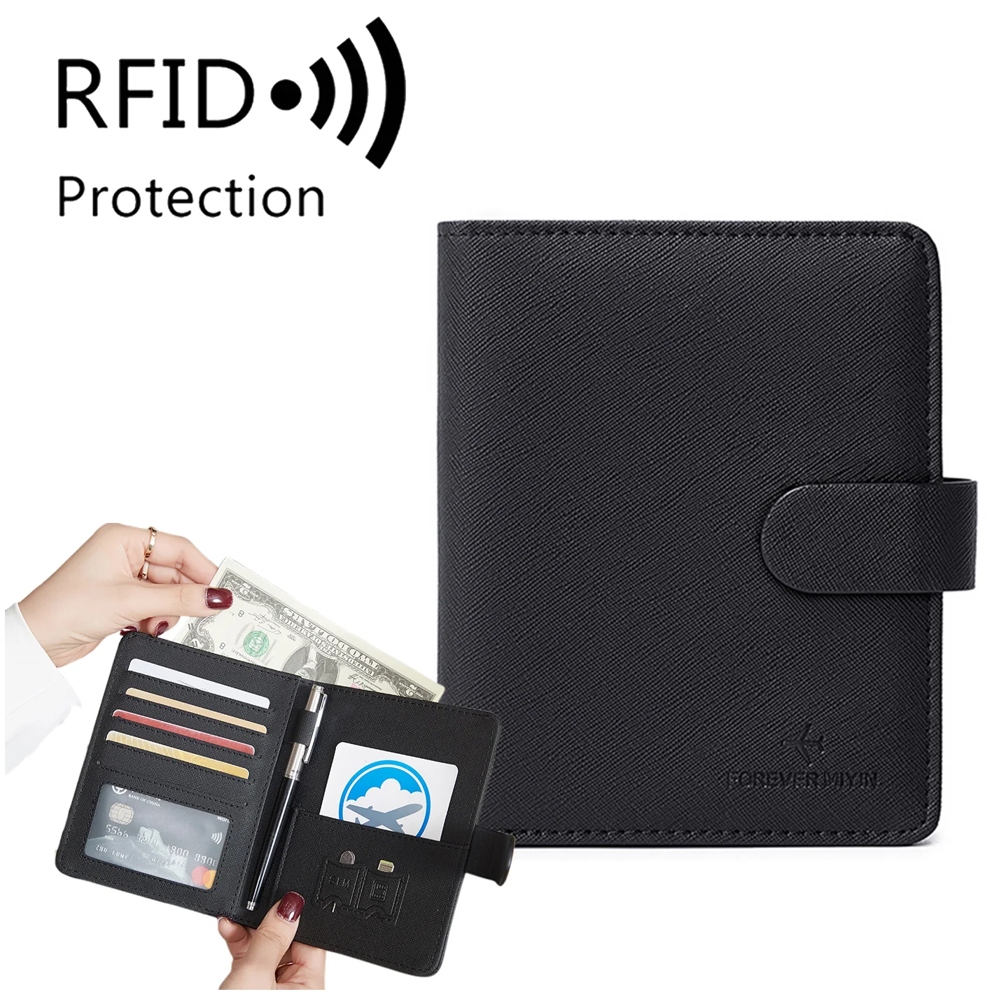 RFID Leather Passport Holder Covers Case Waterproof Travel Credit Card Wallet Passport Book - Image 12