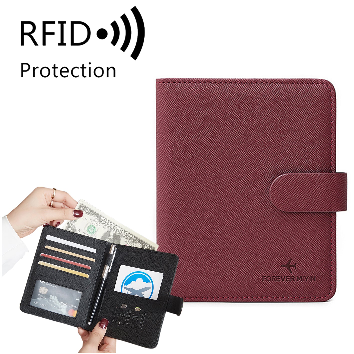RFID Leather Passport Holder Covers Case Waterproof Travel Credit Card Wallet Passport Book - Image 20