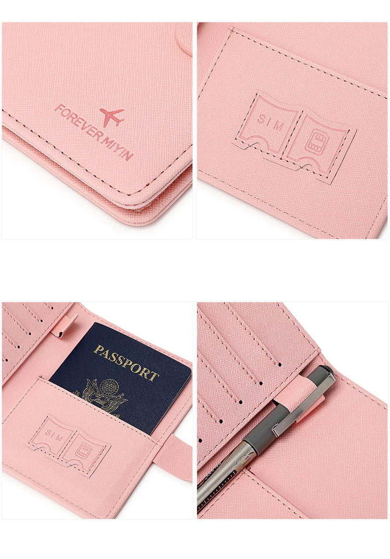 RFID Leather Passport Holder Covers Case Waterproof Travel Credit Card Wallet Passport Book - Image 5