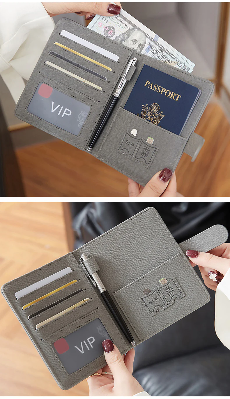 RFID Leather Passport Holder Covers Case Waterproof Travel Credit Card Wallet Passport Book - Image 7
