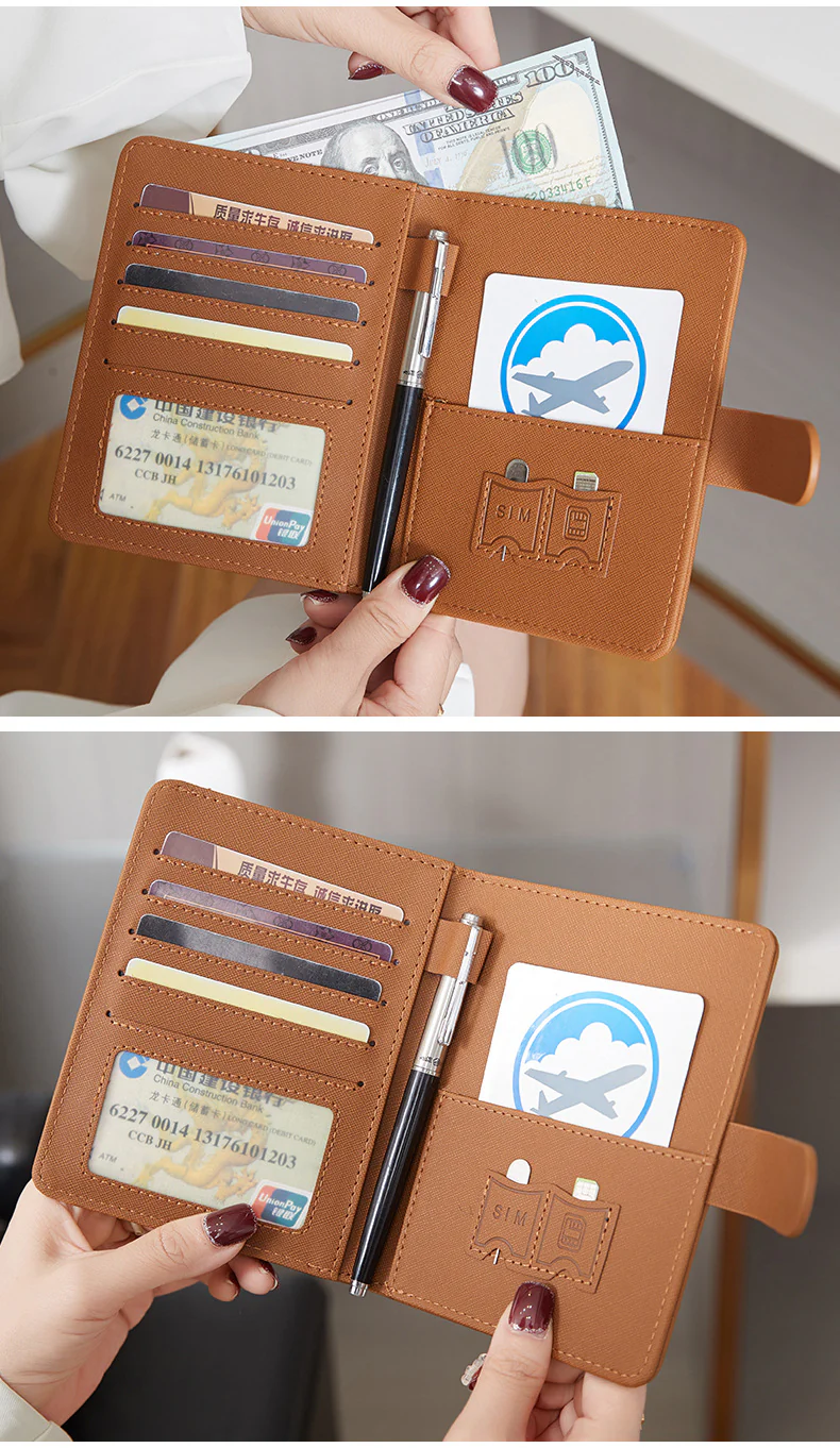 RFID Leather Passport Holder Covers Case Waterproof Travel Credit Card Wallet Passport Book - Image 8