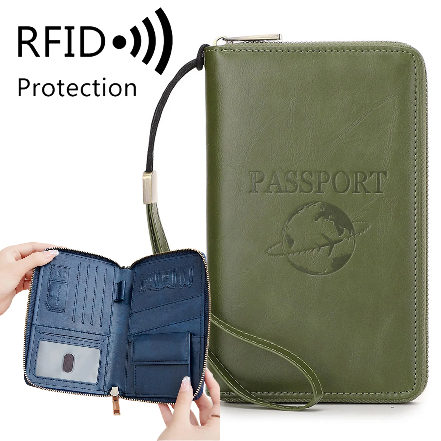RFID Multifunctional ID Card Bank Card PU Leather Passport Bag - Image 12