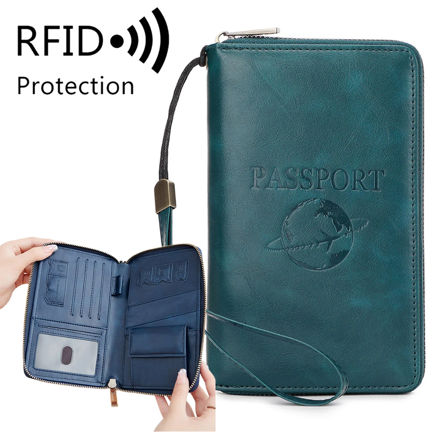 RFID Multifunctional ID Card Bank Card PU Leather Passport Bag - Image 18